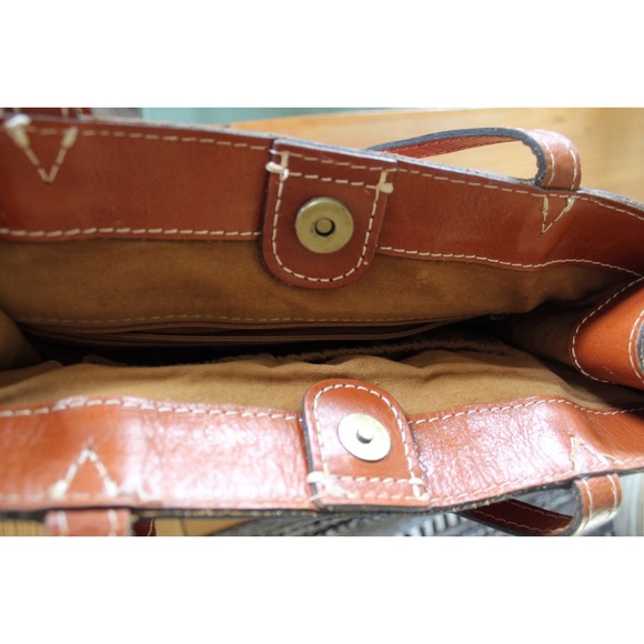 Patricia Nash Cognac Leather Shoulder Bag Preowned Neutral Cherry Cognac… - Picture 14 of 14